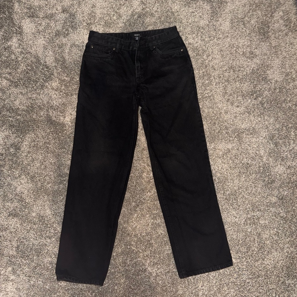 Forever 21 Men's Dark Black Straight Jeans